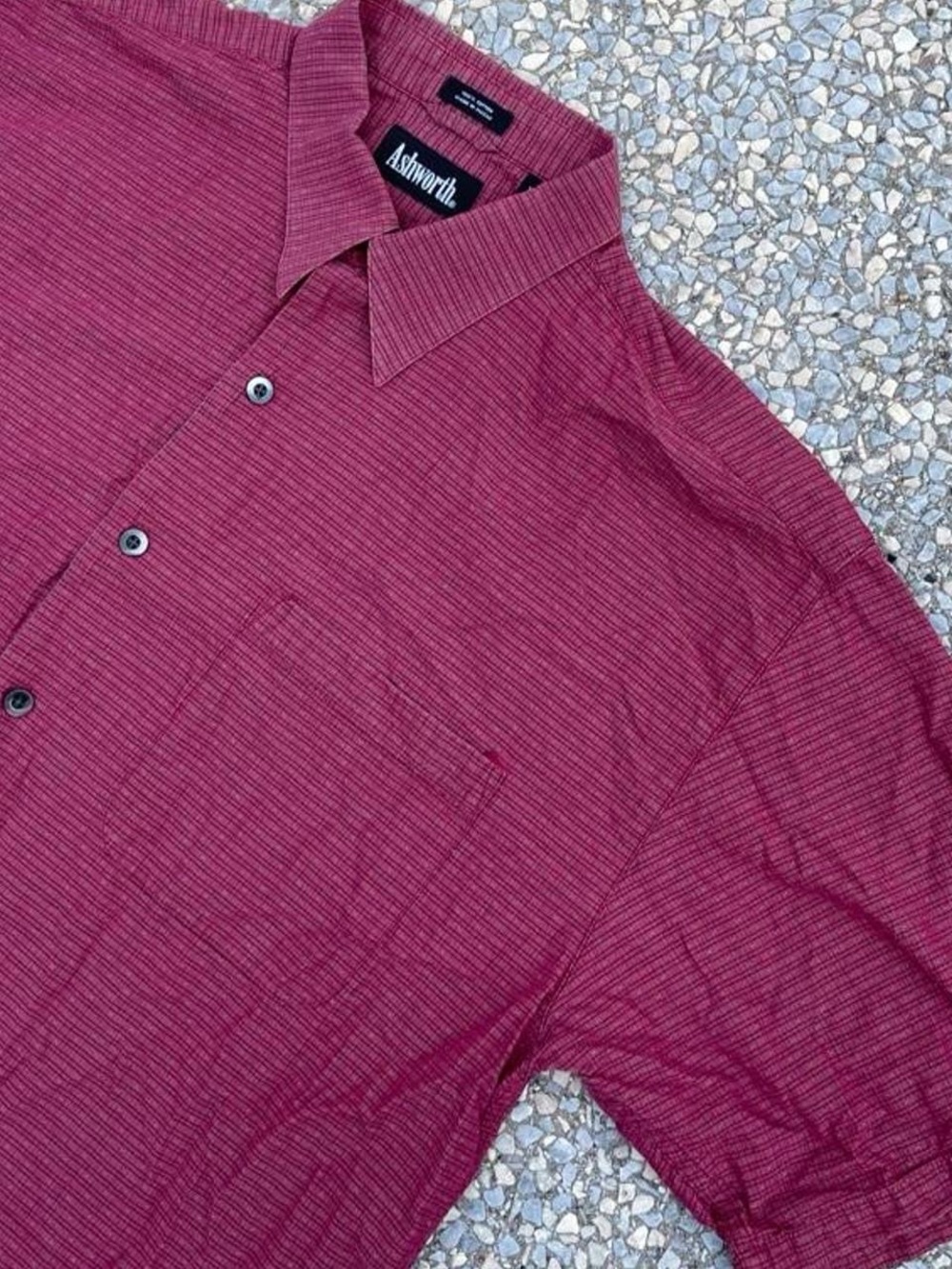 Ashworth Men's Red Short-Sleeve Button-Up Shirt